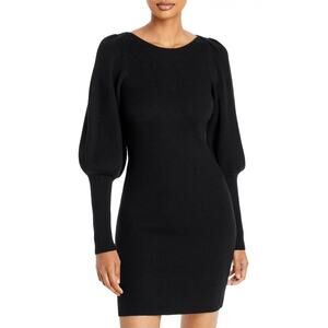 French Connection Womens Babysoft Joss Balloon Sleeve Ribbed Dress Size XL Black